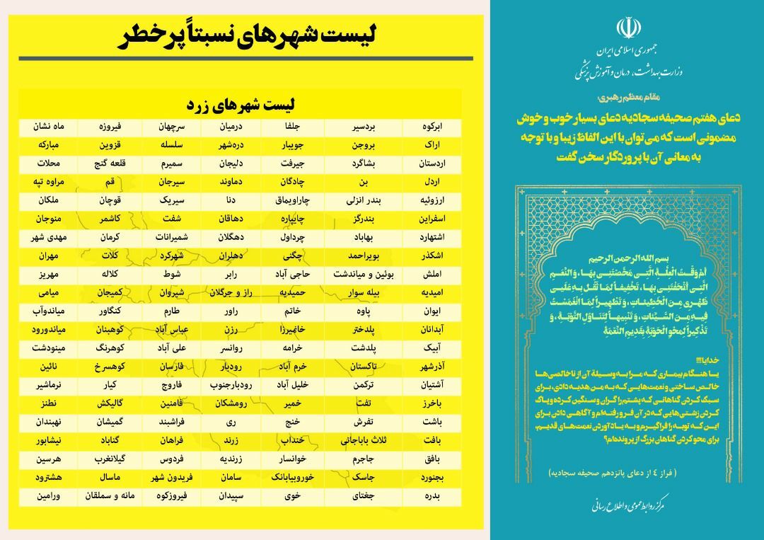 لیست رنگ بندی شهرها (1)